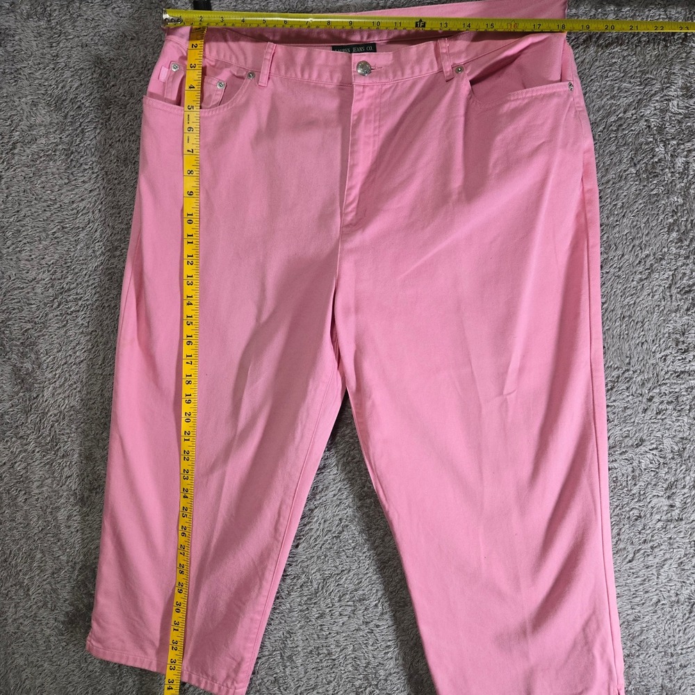 Lauren Ralph Lauren Pink Denim Capri Pants Womens 16 Classic 5-Pocket Cropped - Picture 5 of 8